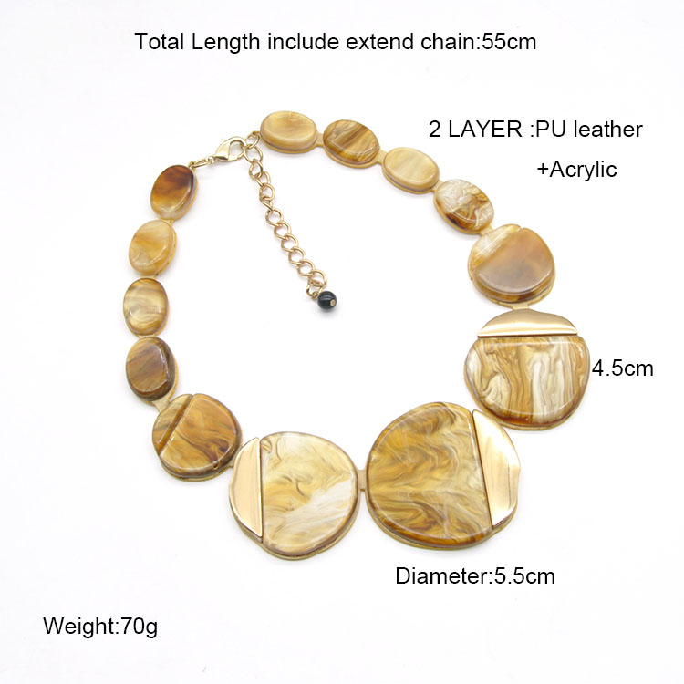 Custom color amber color acrylic choker jewelry for women trendy gold plated necklace