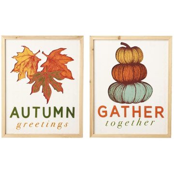 Autumn Sign Pumpkin Maple Leaf Wall Signs