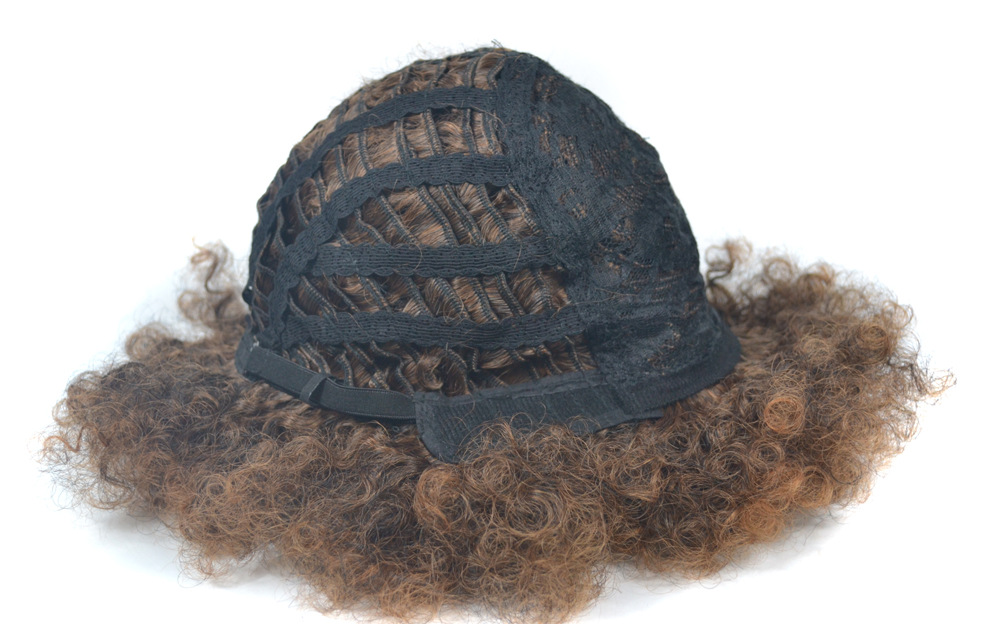 Hot sell wholesale synthetic black micro-rolled wig  African women high temperature silk fiber short wig