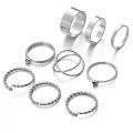 Set de anillos de moda de 9 piezas Conjunto de joyas de aleación de compromiso de fiesta de bodas