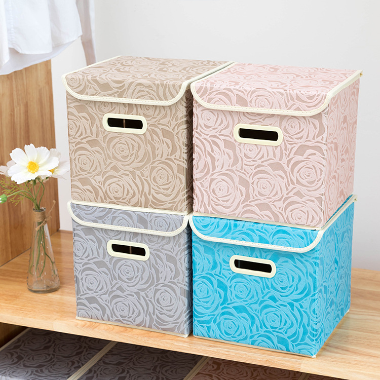 Decorative Mobile Vintage Living Folding Cube Foldable Fabric Clothes Bag Non Woven Clothing Box Home Storage Box