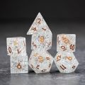 High Density Cracked Glass DND Dice 7 Piece Polyhedral Dice Set for DND TTRPG Pathfinder, Crystal Crack Glass Designer Dice