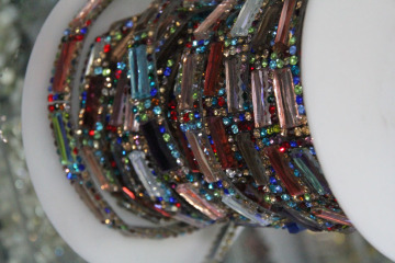 Mix color glass rhinestone chain