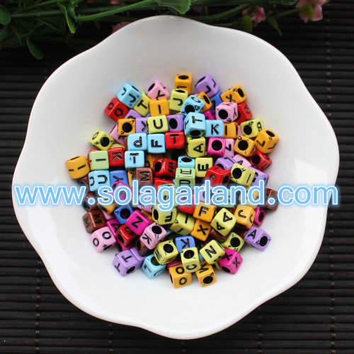 DIY Random Alphabet/Letter Acrylic Cube Spacer Loose Beads 6MM