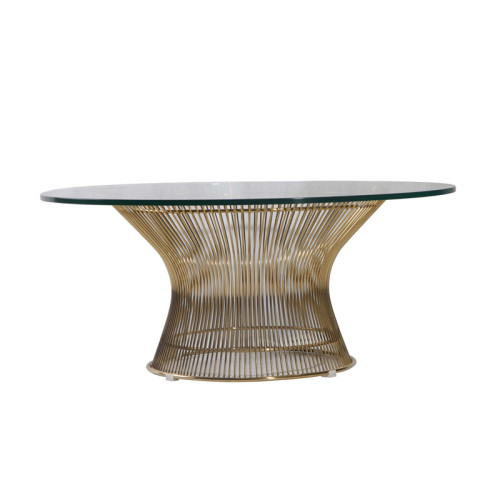 Warren Platner Tempered Glass Stainless Steel Coffee Table