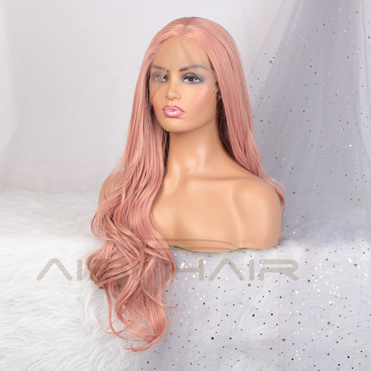 Aisi Hair Popular 26 Inch Long Wavy Pink Wig Swiss Lace Front Wig Cosplay Body Wave Lace Frontal Hair Wigs For White Black Women