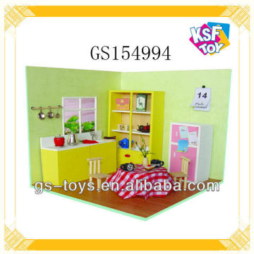 Intelligent Assemble Toy Basswood Kitchen Set DIY Toy