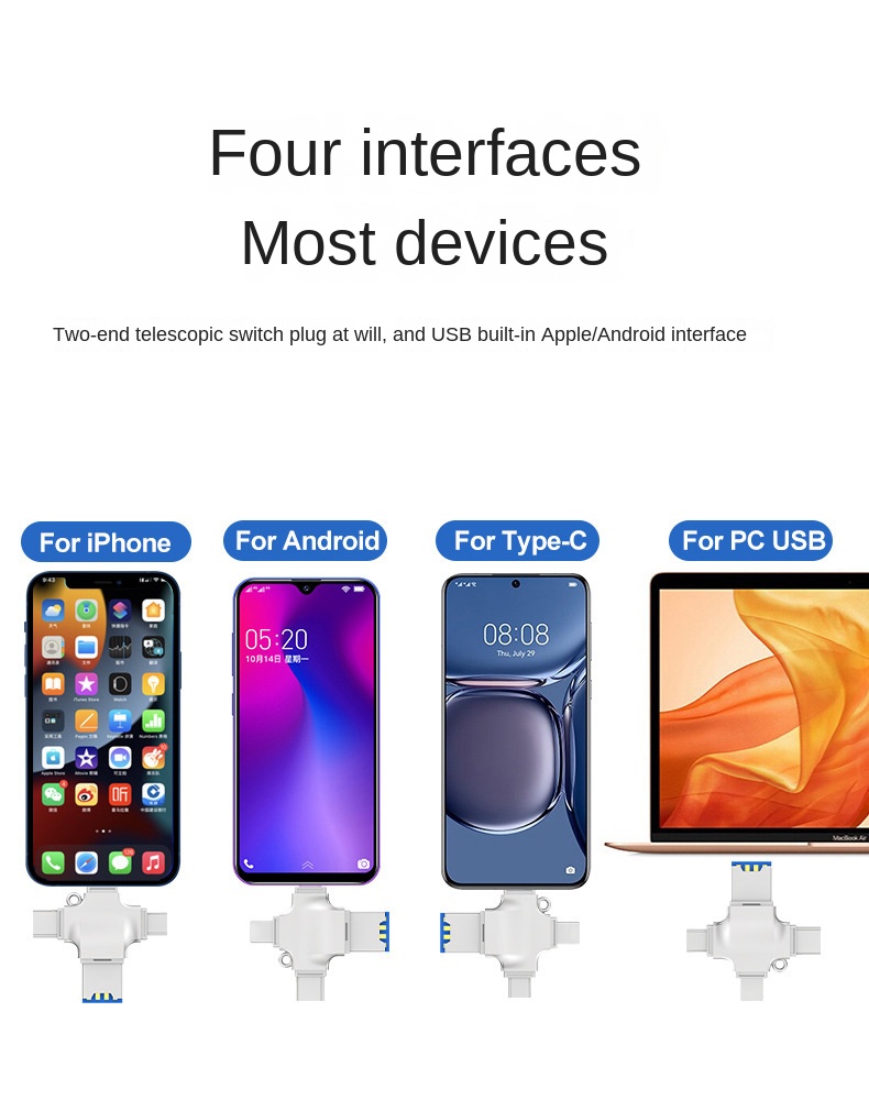 Micro Card Adapter USB 3.0 Micro SD to USB Card Reader OTG USB for Lightning Type Adapter 4 In 1 TF SD Card Reader