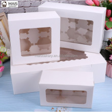 Wholesale Bakery Packaging: White Cupcake Box with Clear Window