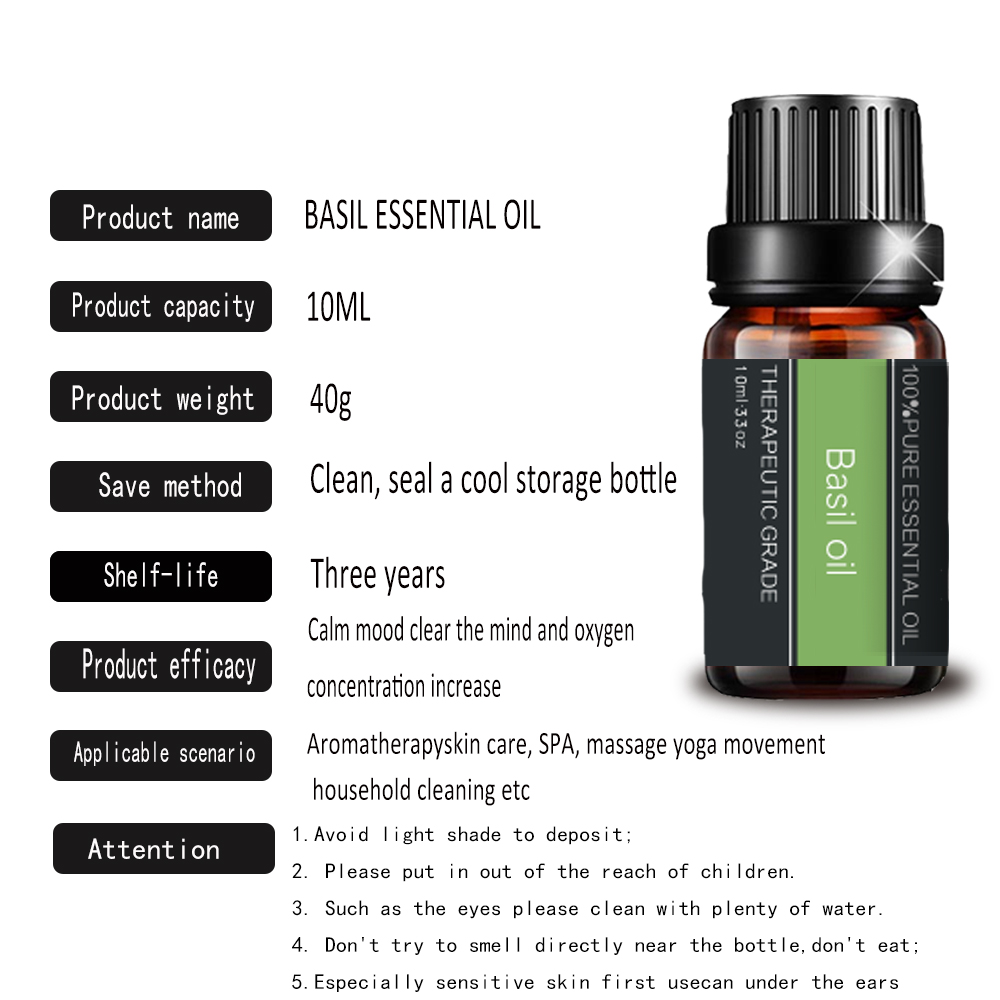 100%label pribadi Minyak Esensial Basil Herbal Herbal Murni