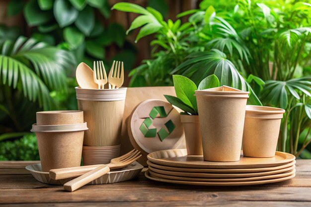 utensilios-mesa-desechables-papel-ecologicos-senales-reciclaje-sobre-fondo-plantas-verdes-concepto-uso-materiales-biodegradables_1033579-176357