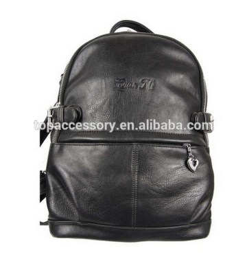 Black PU Classic Design Secret Compartment Backpack