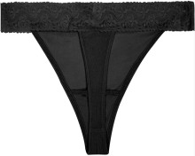 Sexy Mid Waist Lace Silk Thong Panty Underwear