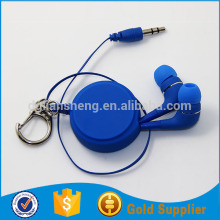 Round shape single side retractable earphone promotional gift items wholesale retractable earphone