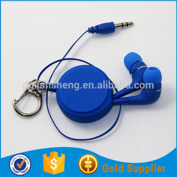 Round shape single side retractable earphone promotional gift items wholesale retractable earphone
