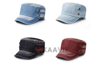 vintage washed denim military cap for children kids
