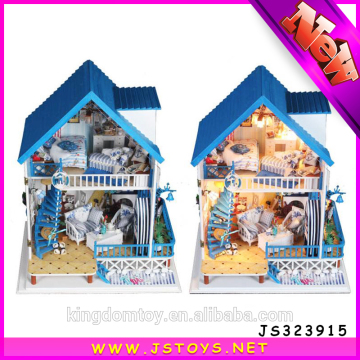 bule small wooden house design wooden doll house