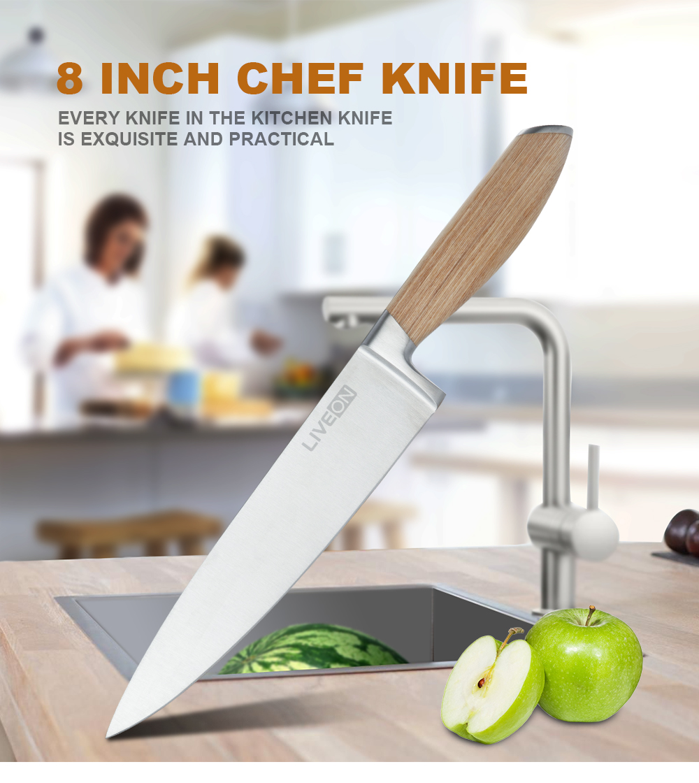 8 INCH CHEF KNIFE WITH PAKKA WOOD HANDLE