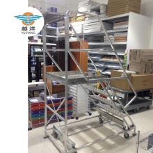 Aluminium Mobile Platform Step Order Picker Ladder With Safety Handrail