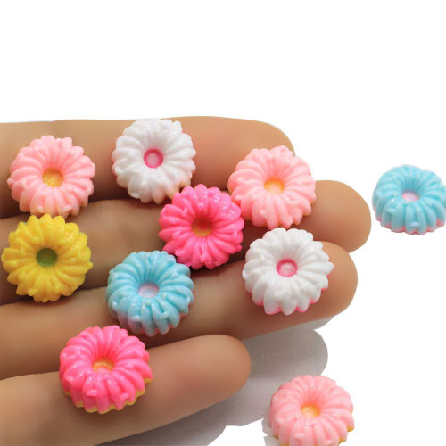 Cute 100pcs Mini Pretty Colorful Resin Donuts Beads Cookie Cheap Loose Resin Crafts Round Shape Kawaii Cabochons for DIY