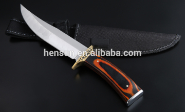 Pakka Wood Brass Guard Satin Blade Hunter Knife