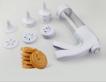 Wholesale metal cookie icing gun with 6 decorating tips and 12 press dish