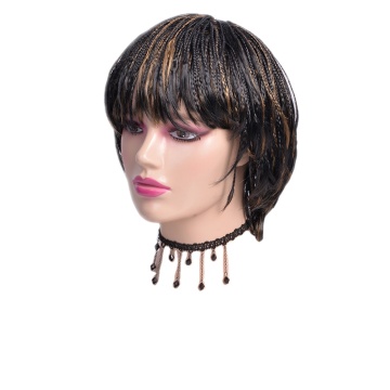 Fashion Cheap Short Braid Wigs Synthetic Crochet Short Box Braided Wigs With Bangs Glueless Hand-Made 3x Braided Synthetic Wigs