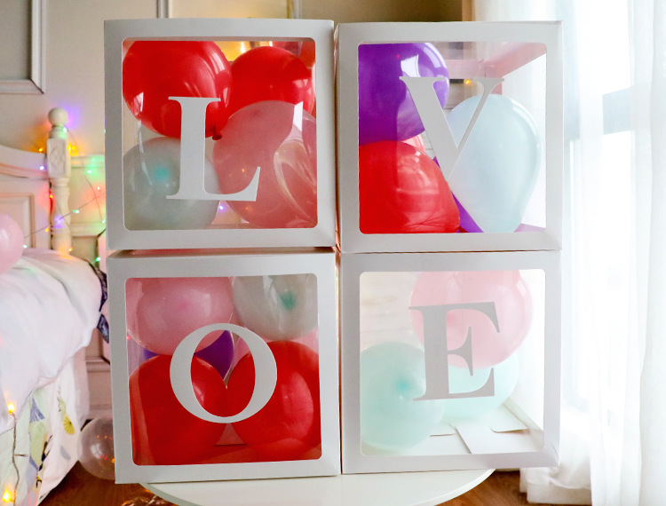 Baby Shower Balloons supply DIY A-Z Letter Balloons Box Transparent Name Box First 1st Birthday Party Decor Macaron Balloons Box