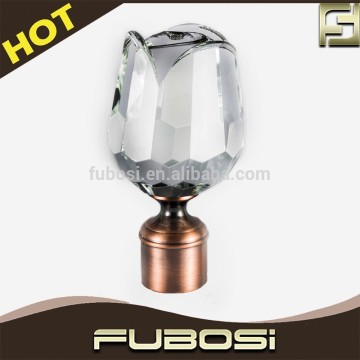 Design crystal decorative glass curtain rod finial