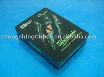 rectangular double lids CD tin box