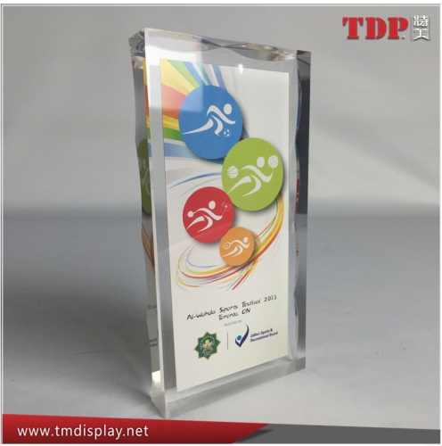 Custom Acrylic Embedment Printing Paper Plaque,Acrylic Lucite Printing Paper Desktop Sandwichment Plaque For Business Gifts