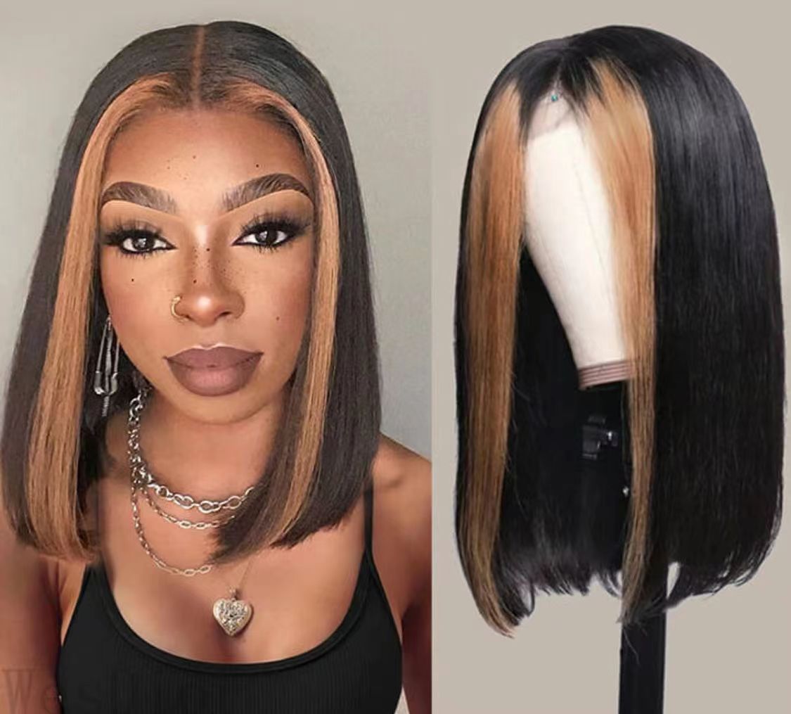 Wholesale Highlight Color Short Human Hair Wig Brazilian Virgin Bob Ombre Color Wigs 100% Human Hair Lace Wig