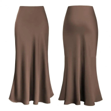 Elegant Solid Color Faux Silk Satin Skirts: High Waist A-line Maxi Skirts for Office Ladies