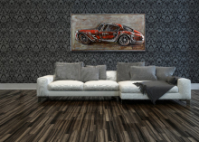 Road Trip Red Automobile Vintage Car Metal Wall Art