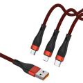 6A Three In One Nylon Braided Charging Cable