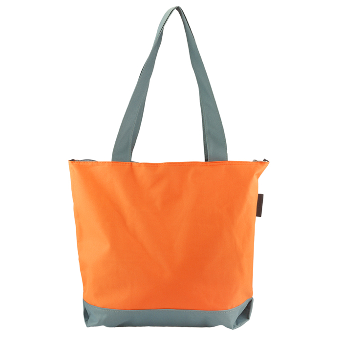 Sortie commerciale personnalisée Promotionnel 600D Polyester Canvas Tote Sac fourre-tout à fermeture éclair à deux tons avec logo imprimé personnalisé