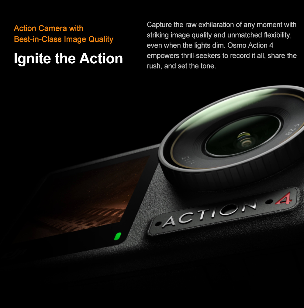 Osmo Action 4 Adventure Combo - 4K/120fps Waterproof Action Camera with a 1/1.3-Inch Sensor 10-bit & D-Log M Color