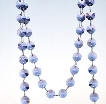 Purple octagon chandelier bead glass strands crystal chains for wedding crystal beaded chains