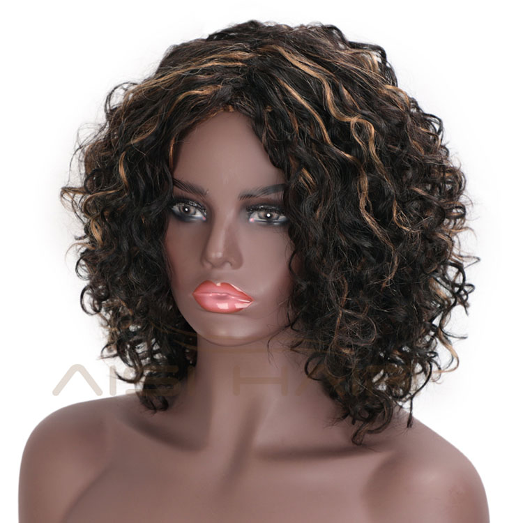 Aisi Hair Wholesale Cheap Mixed Brown Afro Curly Wave 100% Unprocessed Brazilian Human Hair Wig For Black Women