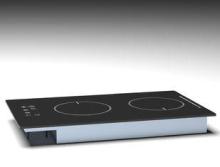 Black Vitro-ceramic Glass Domino Double Burner Induction Co