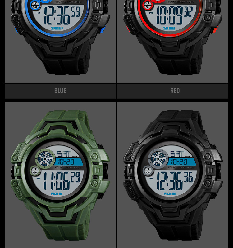 Skmei 1446 sport multifunction watch men digital wristwatch waterproof 5ATM alarm EL light chrono