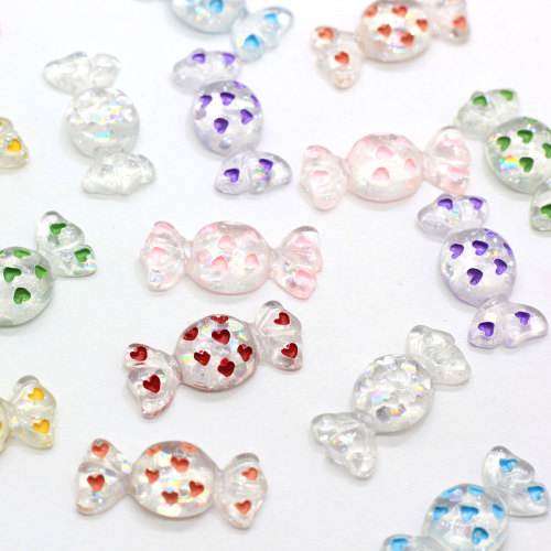 Niedliche Flatback Sweet Candy Romantisches Herz Harz Charms Cabochon Schleim Diy Füller Handwerk Haarnadel Ornament Zubehör Schmuck Deko