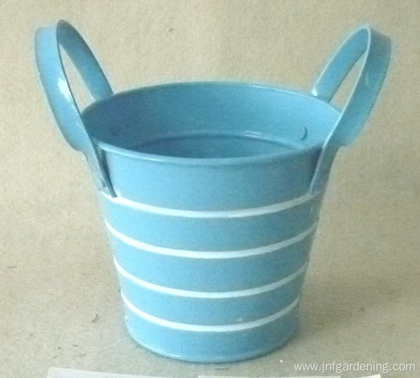 Blue and white stamped stripe metal barrel