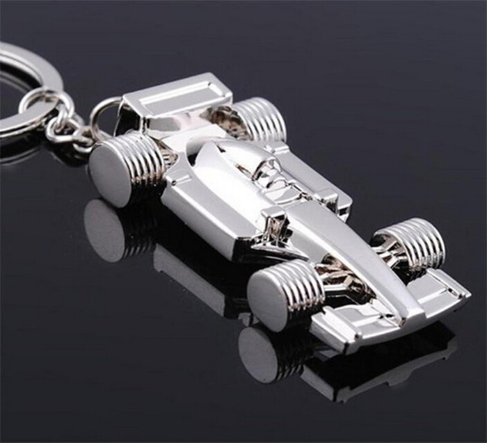 Customized Metal Silver Racing Car Schlüsselbund