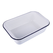 Enamel Rectangle Oven Baking Pan White Glaze Enamelware LFGB Approved