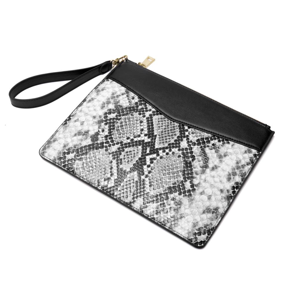 Moda Trendy Women&#39;s Snakeskin Retro zíper bolsa de embreagem