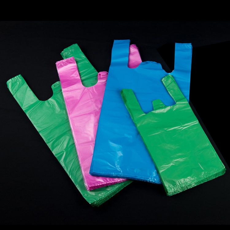 Bolsa transportadora de basura de plastico embalaje de camisetas de comestibles reciclable multiusos