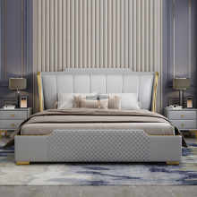 Leather upholstery storage bed king size hotel bed