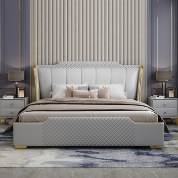 Leather upholstery storage bed king size hotel bed