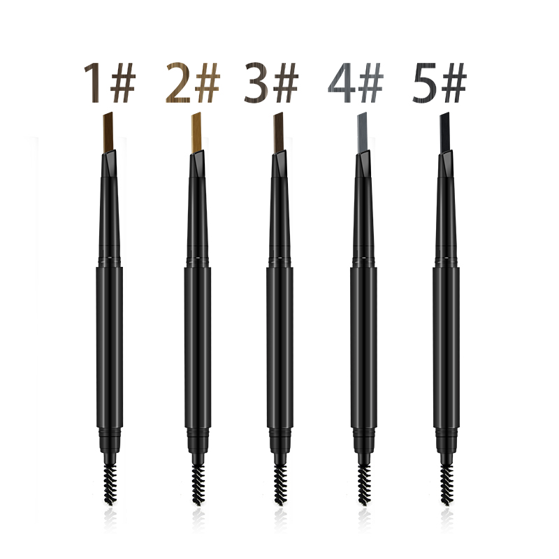 5 color double headed eyebrow pencil Rotating eyebrow pencil Long lasting waterproof vegan private label eye cosmetic